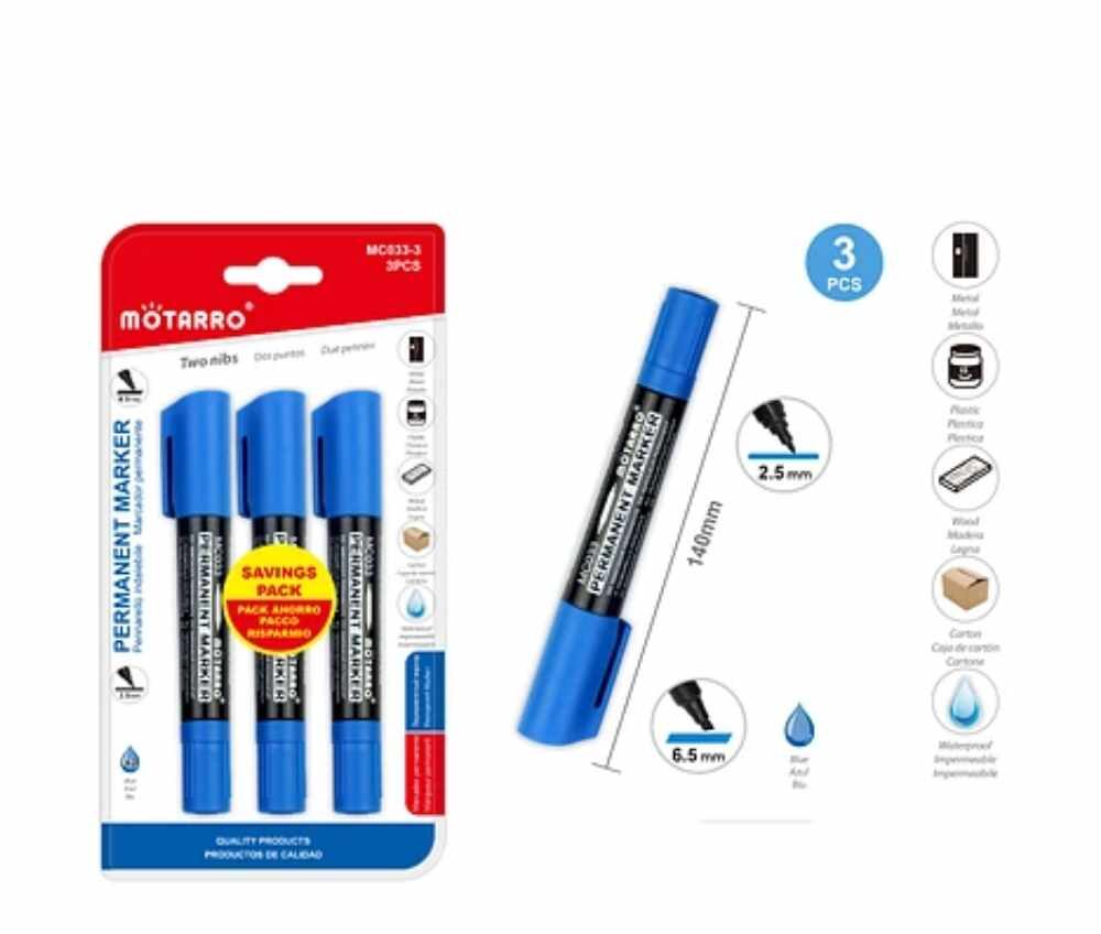 Pack de Plumones Permanentes Doble Punta 3PCS