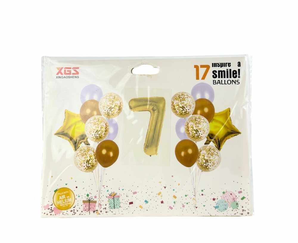 Set de Globos Decorativos Numero Dorado