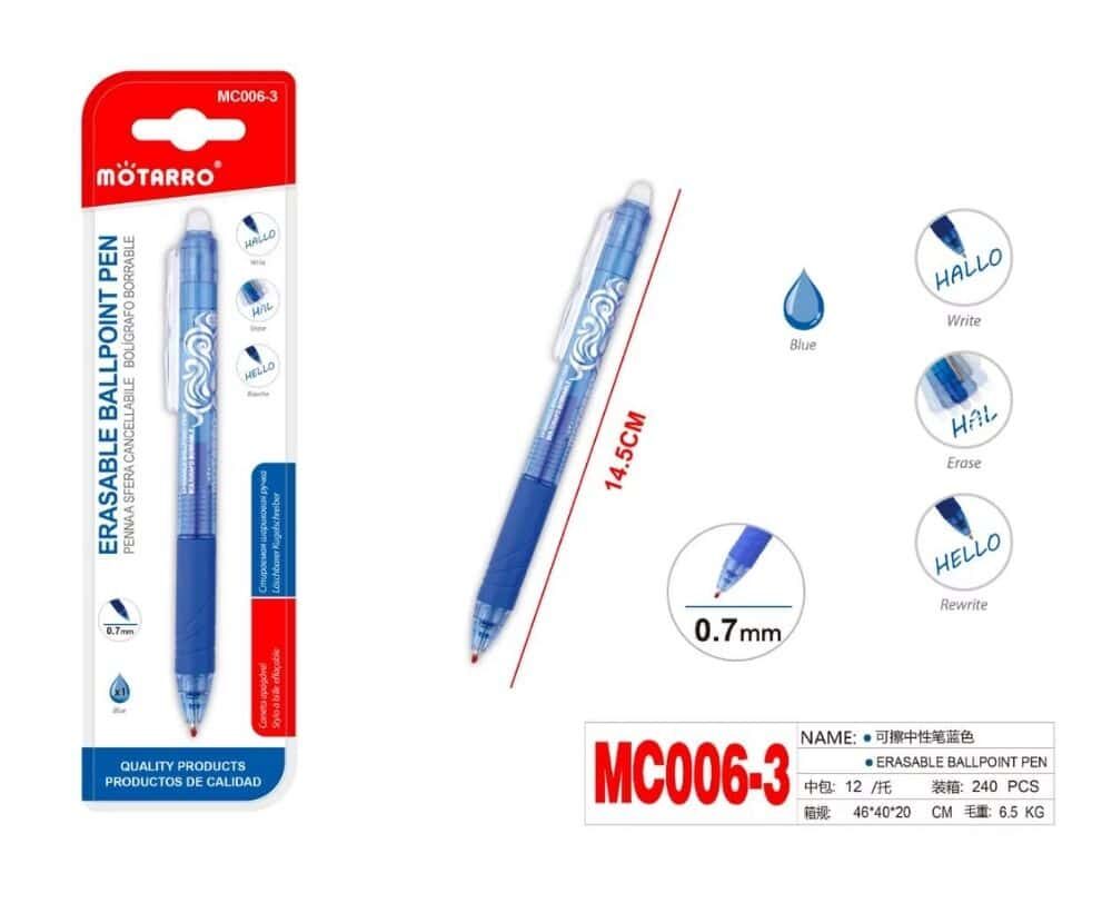Lapicero Azul Tinta Gel Borrable