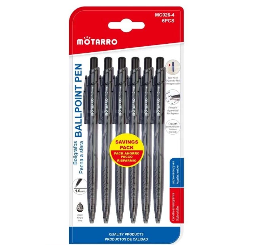 Pack de Lapiceros Negros 6PCS