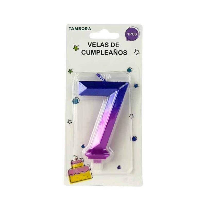 Vela para Torta 7 Lila Fucsia