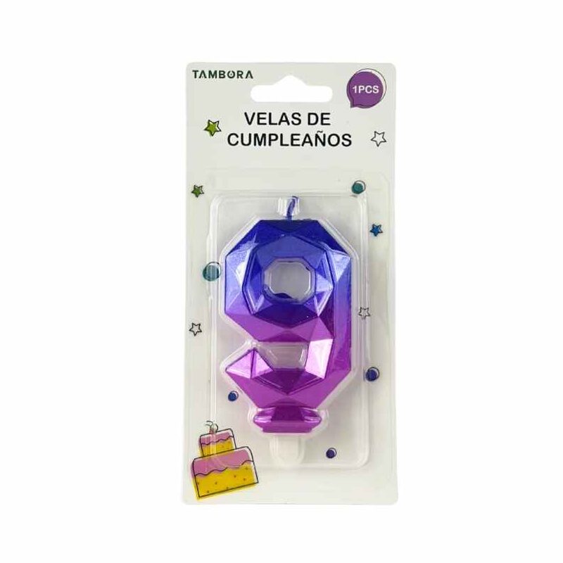 Vela para Torta 9 Lila Fucsia