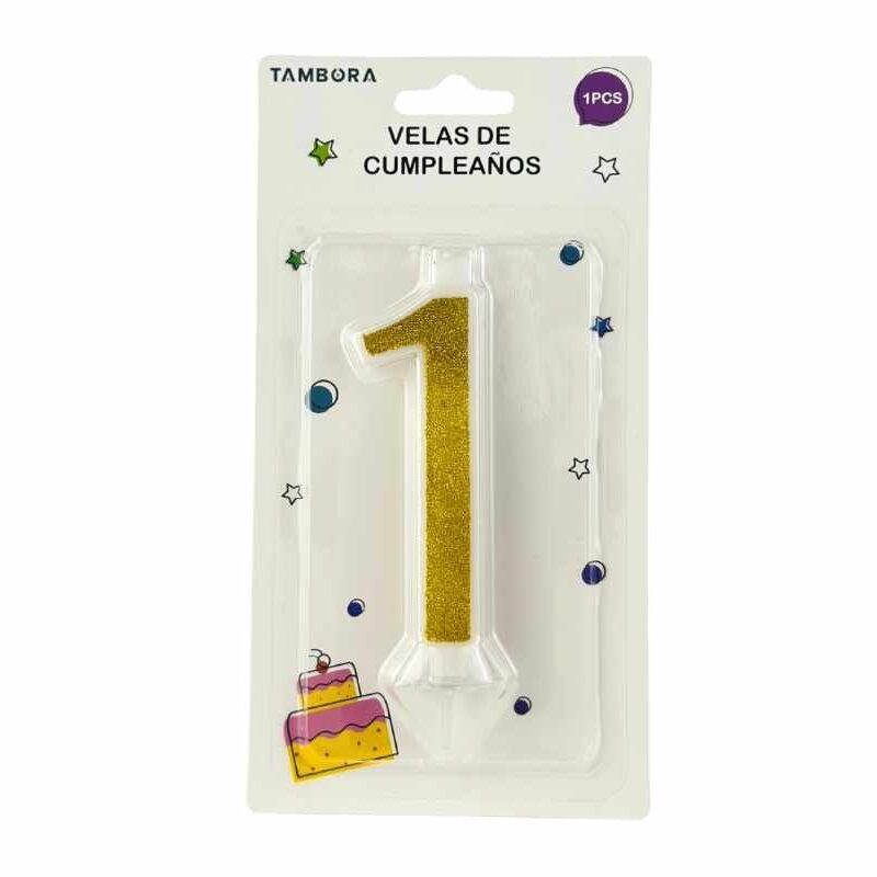Vela para Torta Escarchada 1* Dorado