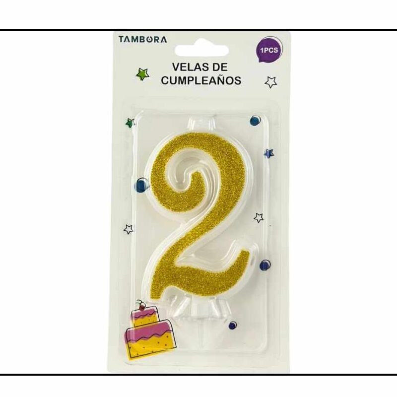 Vela para Torta Escarchada 2* Dorado