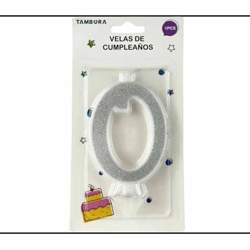 Vela para Torta Escarchada 0* Plateado