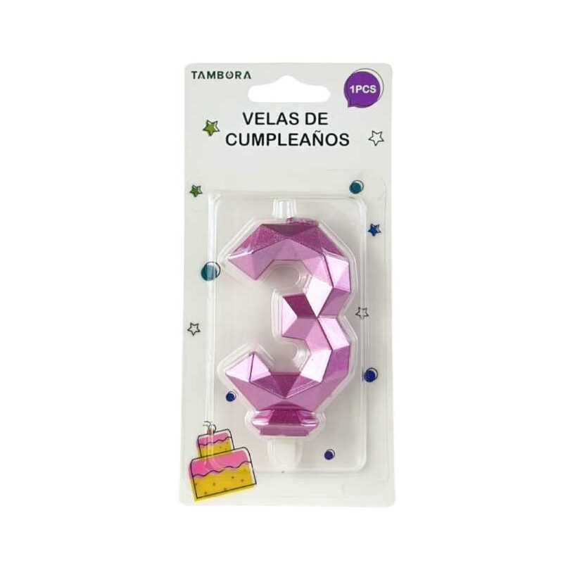Vela para torta "3" color nude