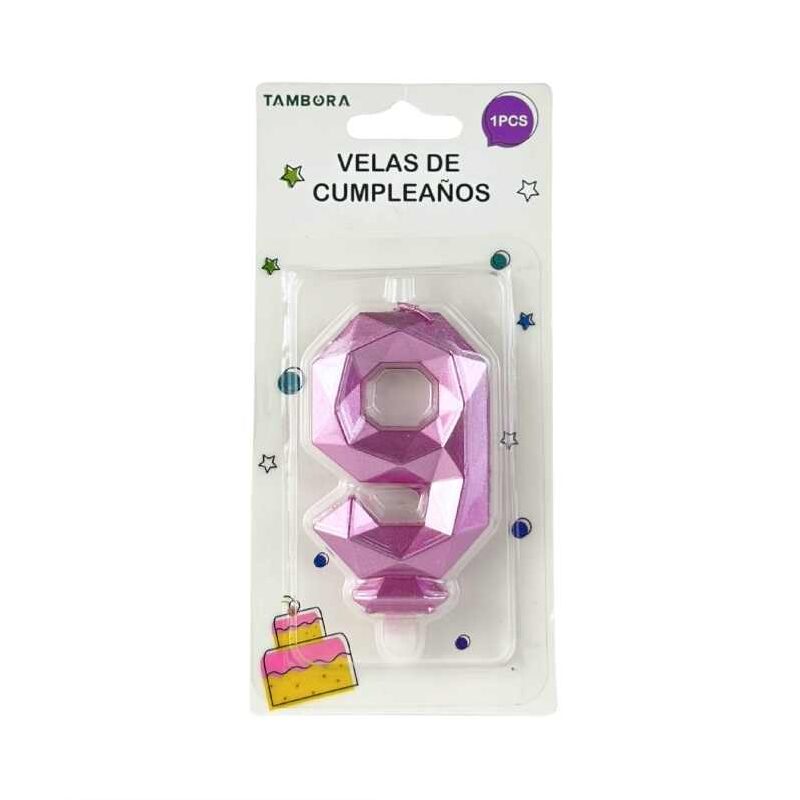 Vela para torta "9" color nude