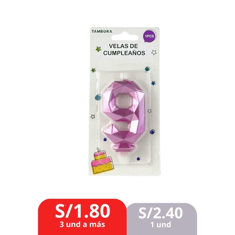 Vela para torta "9" color nude
