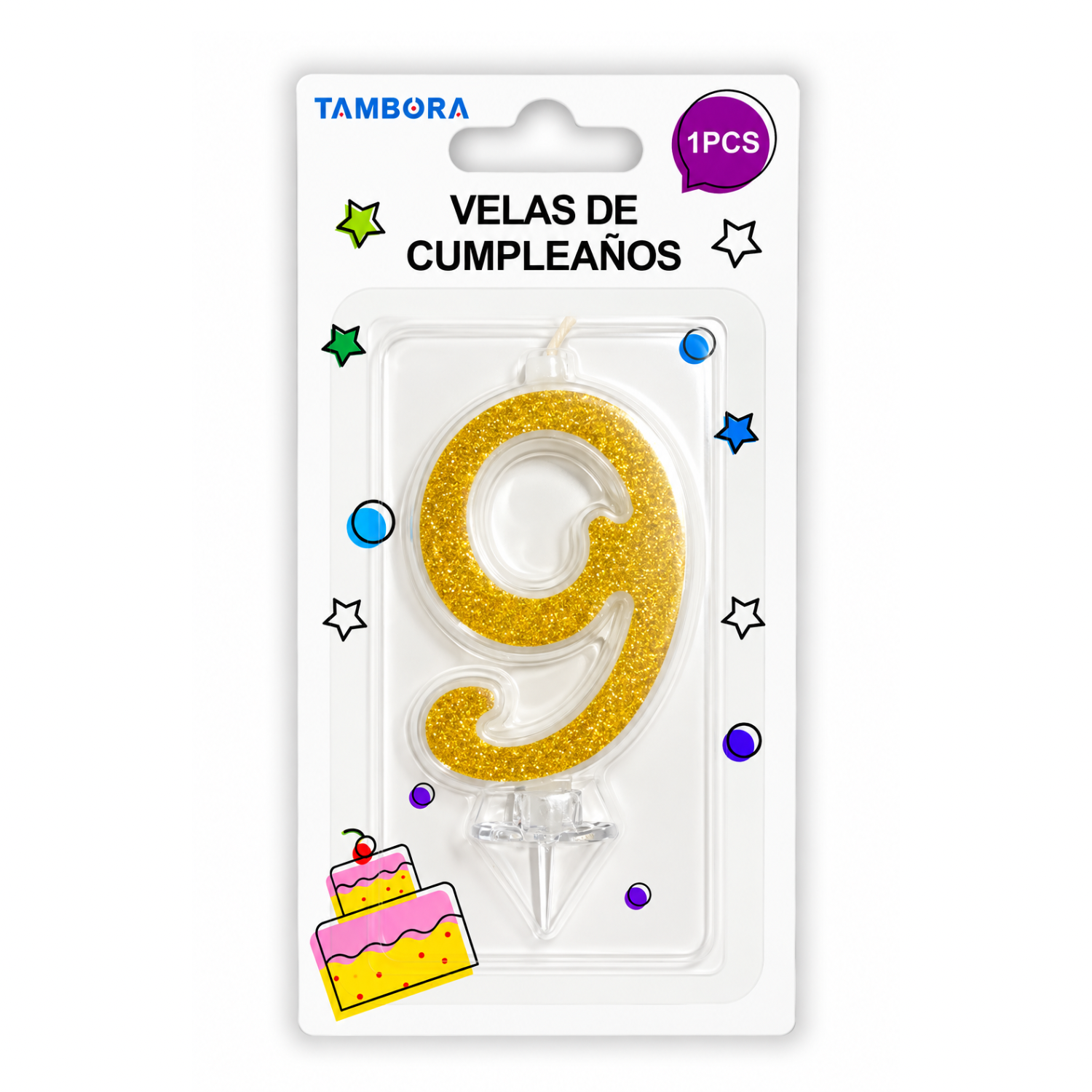 VELA DE CUMPLEAÑOS #9 GLITTER DORADO