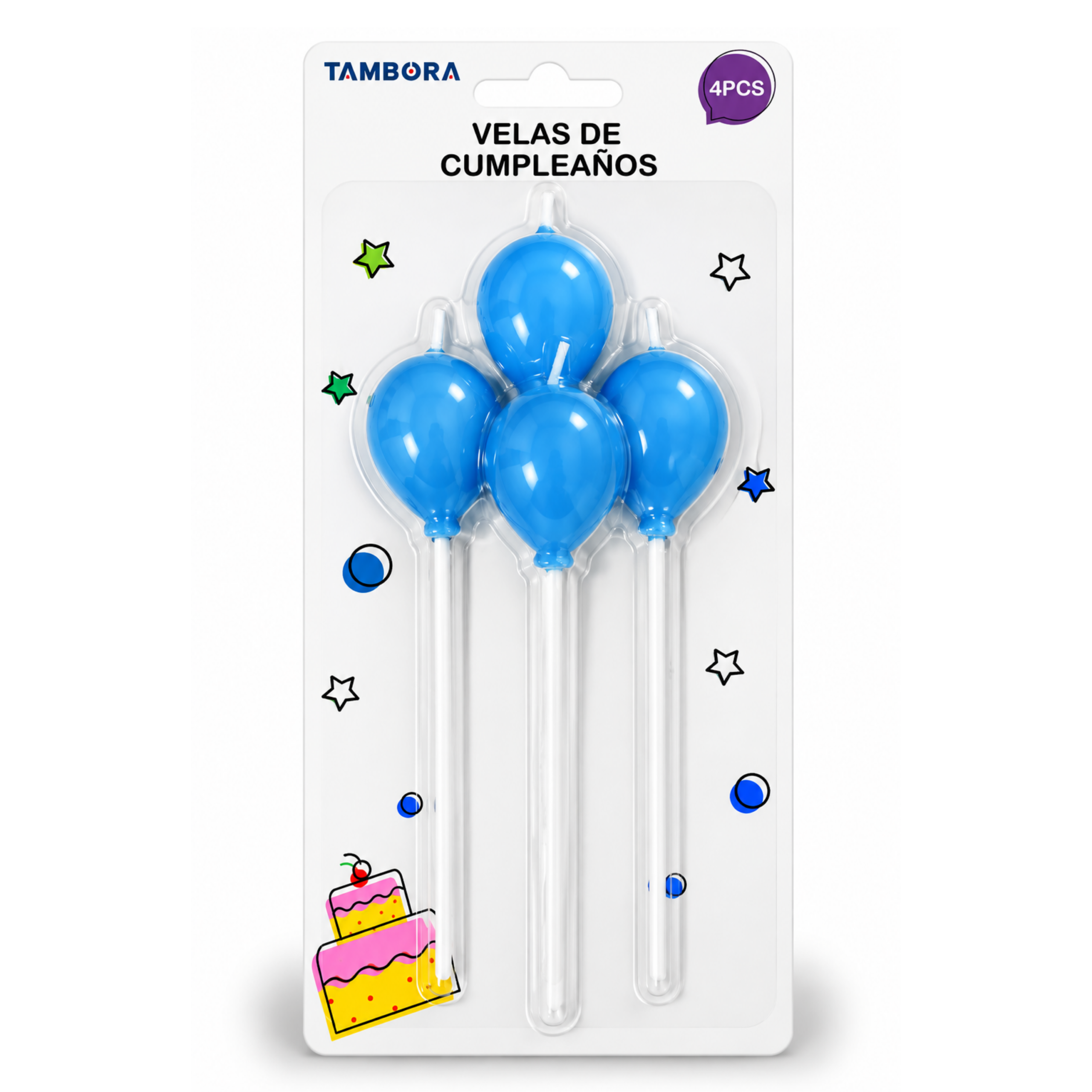 VELAS DE CUMPLEAÑOS GLOBOS 4PCS