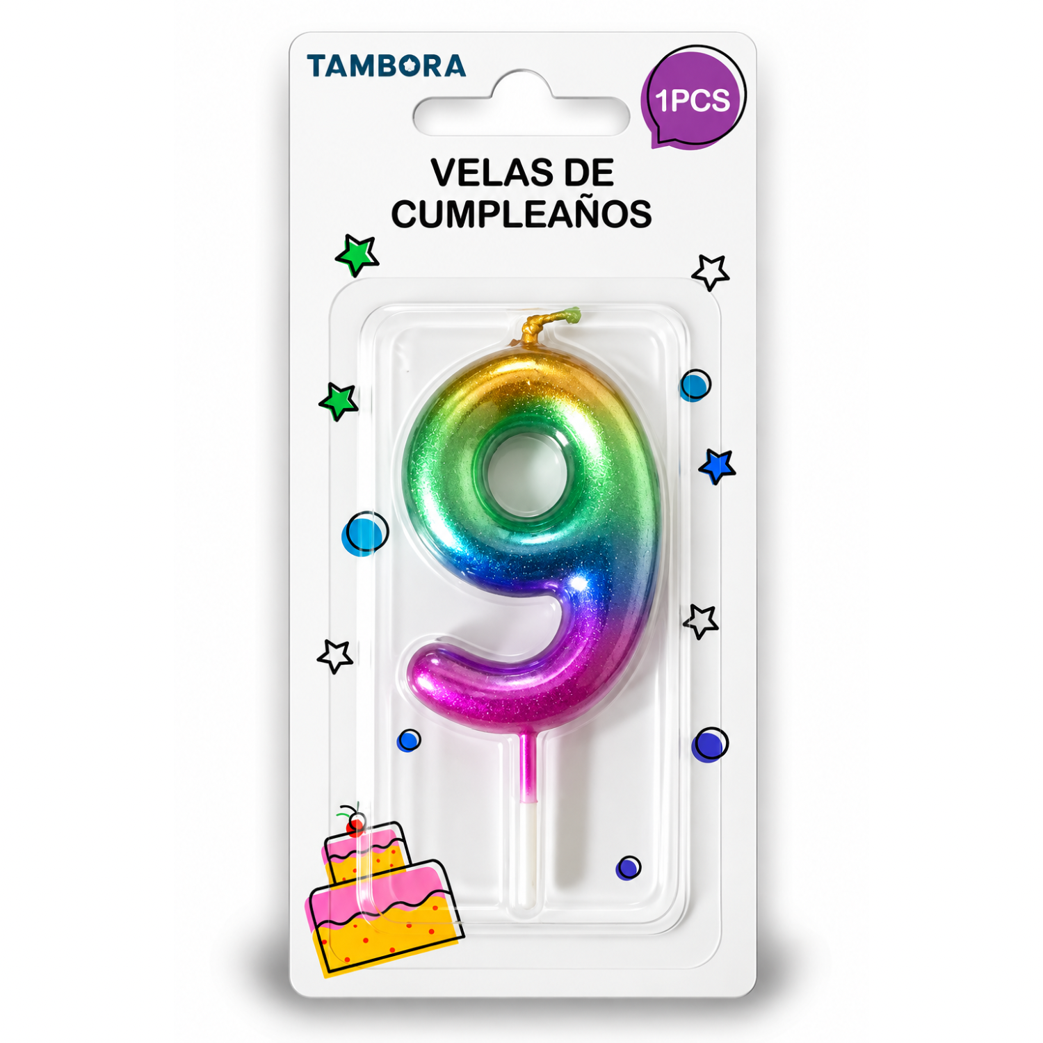 VELA DE CUMPLEAÑOS #9 IRIDESCENT