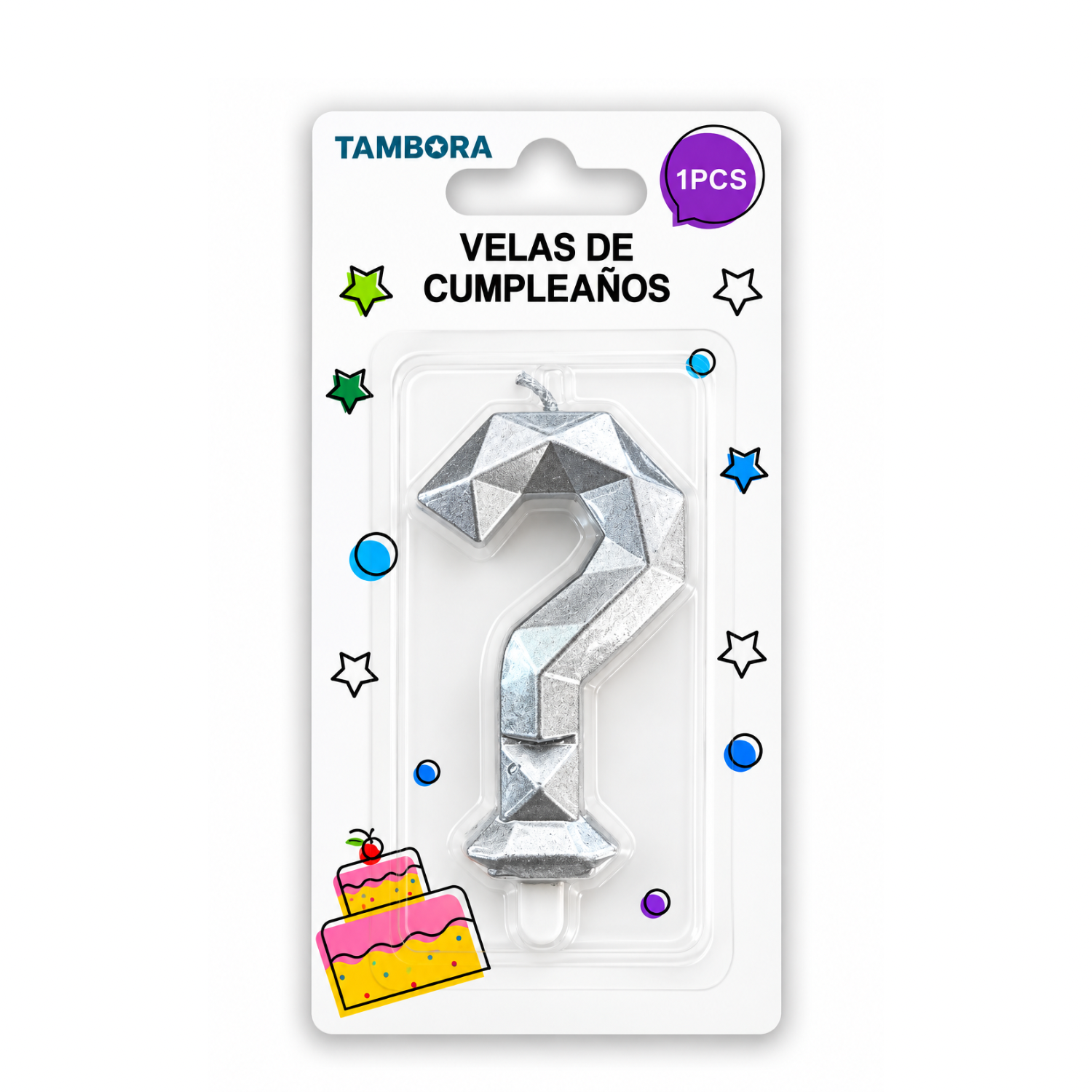 VELA DE CUMPLEAÑOS #? DIAMANTE PLATEADO