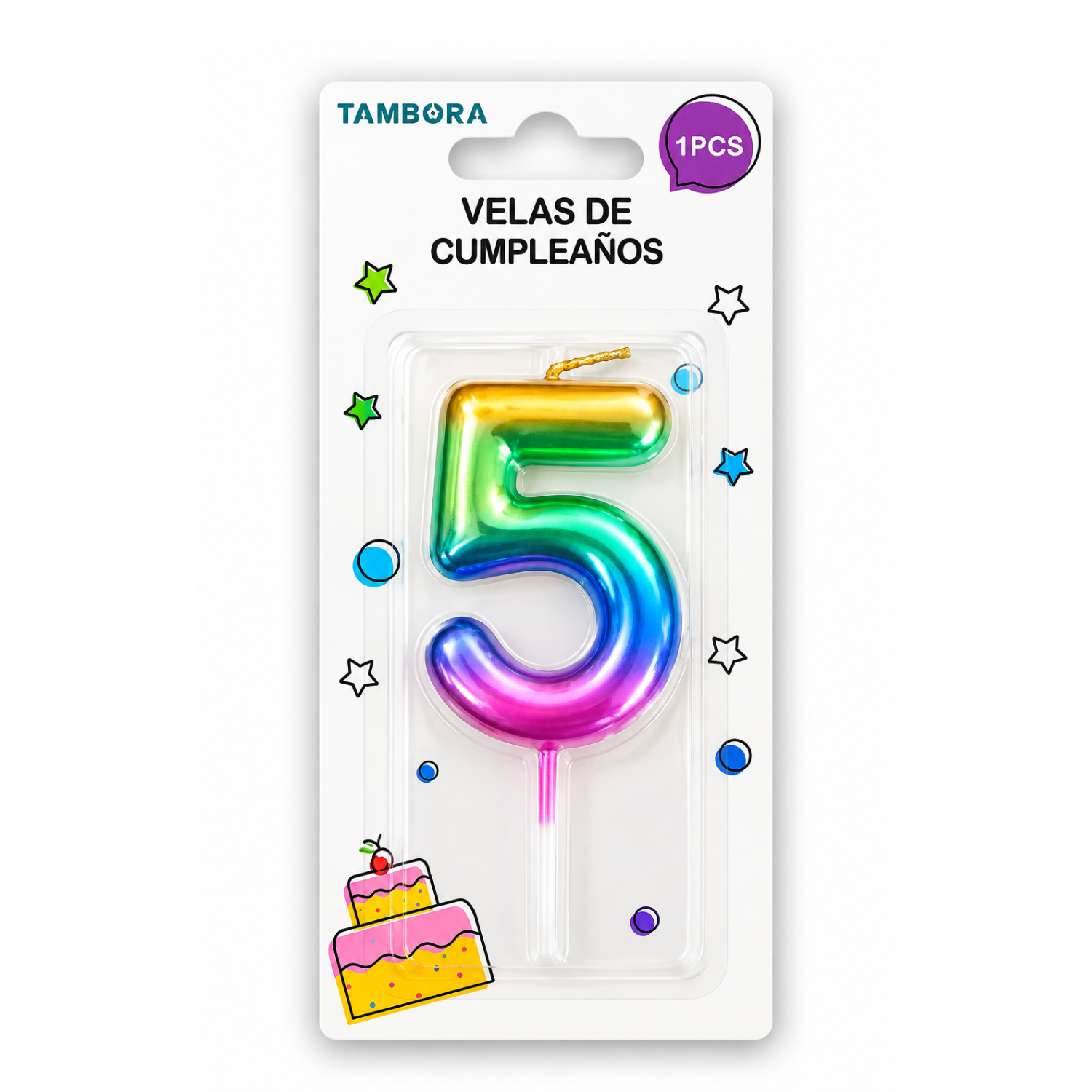 VELA DE CUMPLEAÑOS #5 IRIDESCENT
